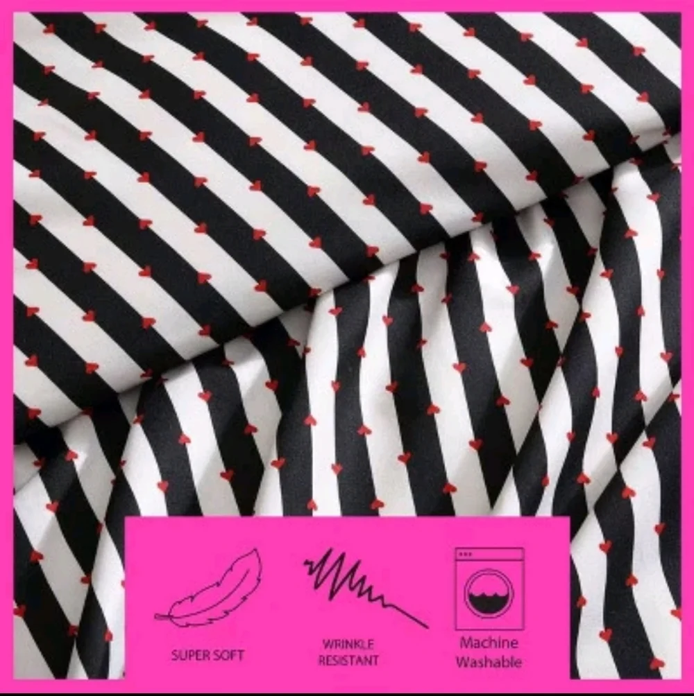 3pc Betsey Johnson Full/Queen Wonderland Stripe Microfiber Duvet Set Black